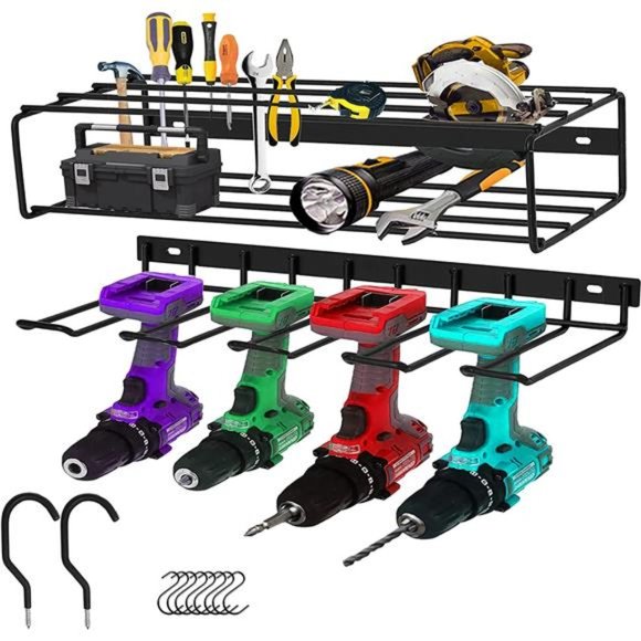POGVDV Power Tool Organizer, Garage Wall Mount Shelf,150 LB Heavy Duty Rack